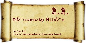 Mácsanszky Milán névjegykártya